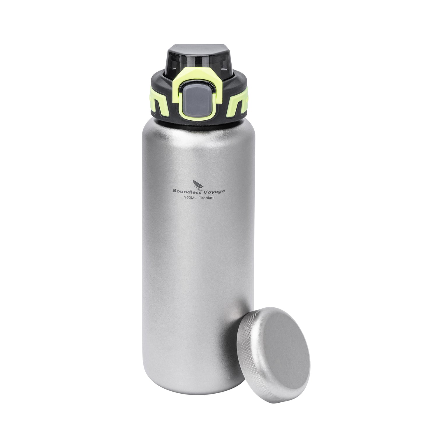 Boundless Voyage 950ml Titanium Water Bottle with Lids – TA1 Ultralight Wide Mouth Canteen for Hiking, Camping & Travel