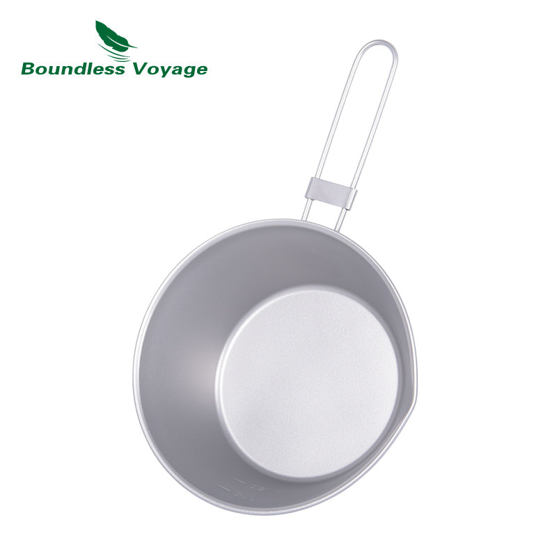 Boundless Voyage Titanium Sierra Cup Bowl with Folding Handle Outdoor Camping Hiking Portable Pan Tableware  450ml