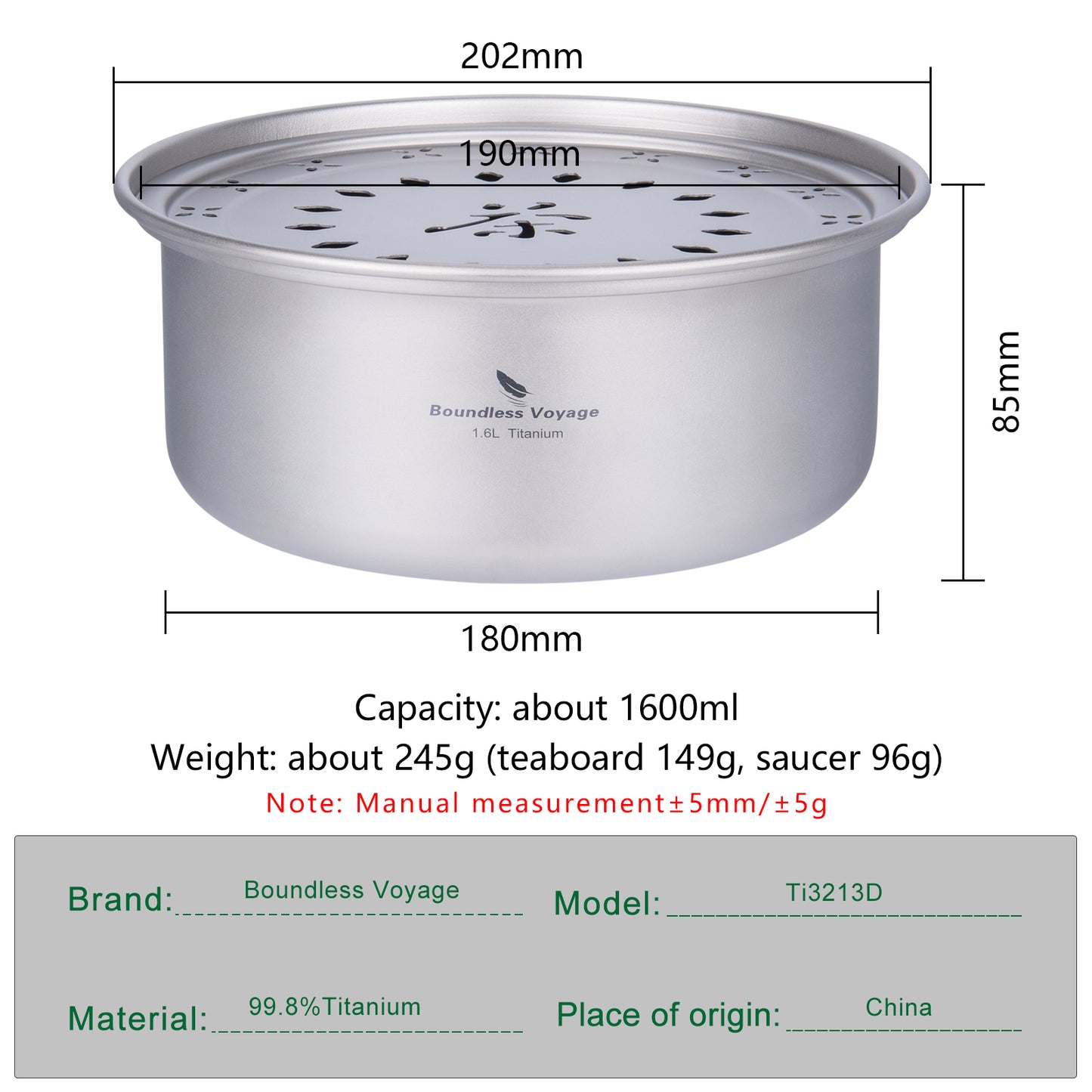 Boundless Voyage Titanium Tea Tray – Portable Gongfu Tea Board for Outdoor Tea Brewing, Camping, Travel & Car Tea Setup