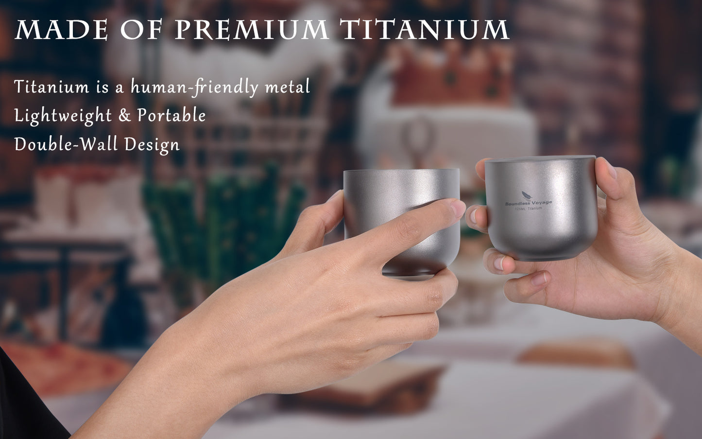 Boundless Voyage Titanium 125ml Double-Layer Cup Outdoor Camping Anti-scalding Mug Drinkware Tableware