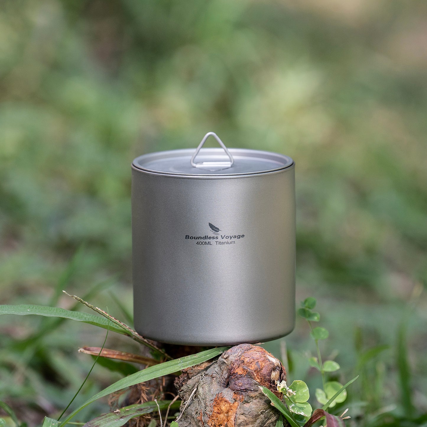 Boundless Voyage Titanium Double-wall Cup with Lid 400ml Ultralight Insulated Camping Mug
