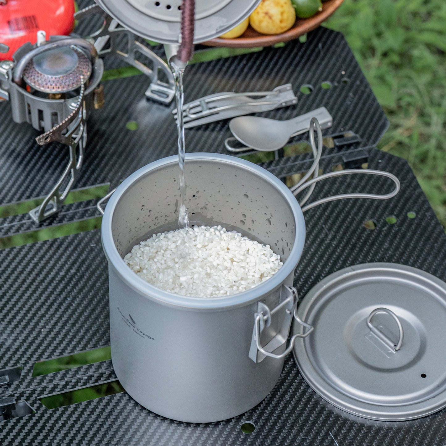 Boundless Voyage Titanium Rice Cooker Pot Ultralight Camping Cookware for Hiking & Travel
