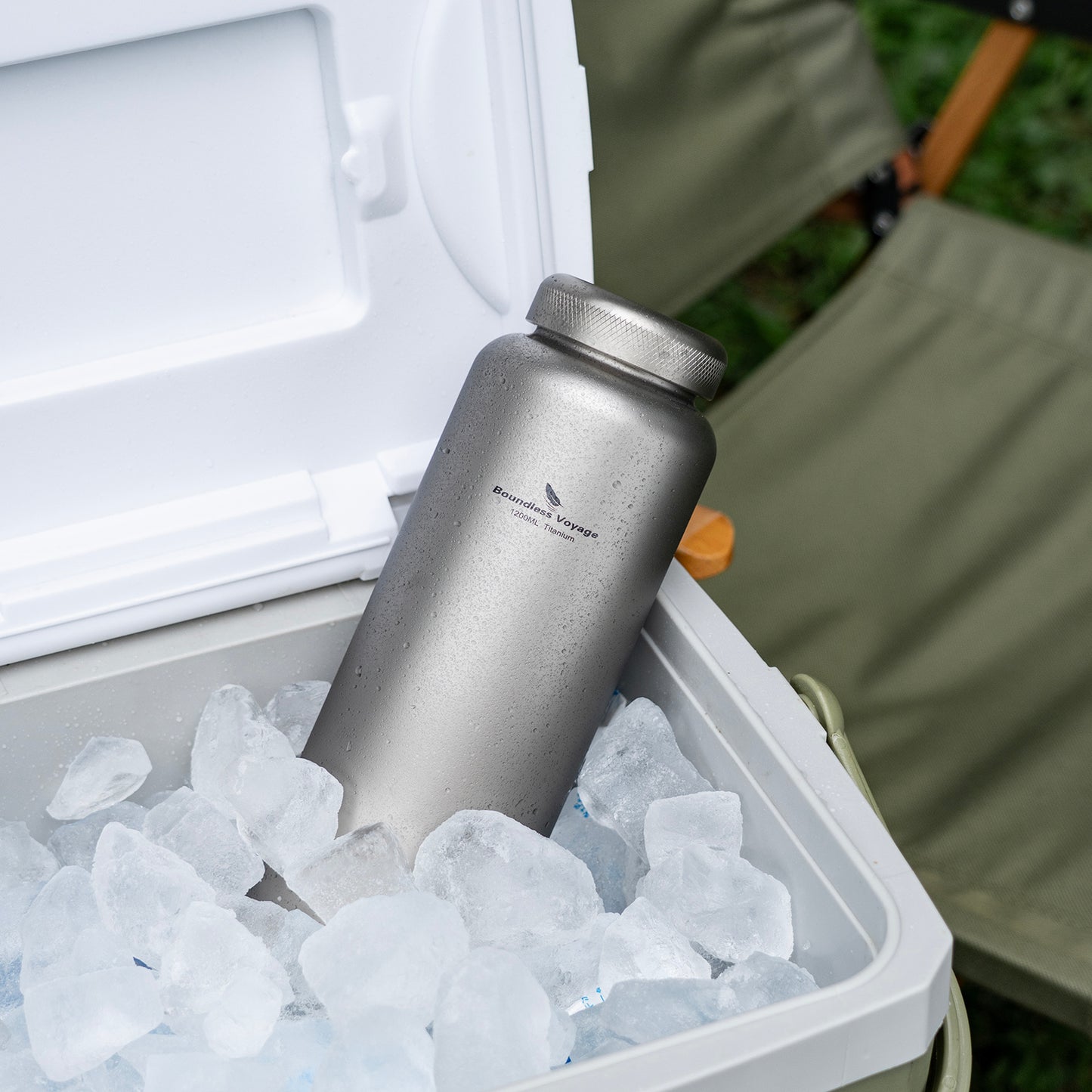 Boundless Voyage 1200ml Titanium Water Bottle with Dual Lids – Wide Mouth Leakproof Outdoor Bottle for Camping, Hiking, Gym & Travel