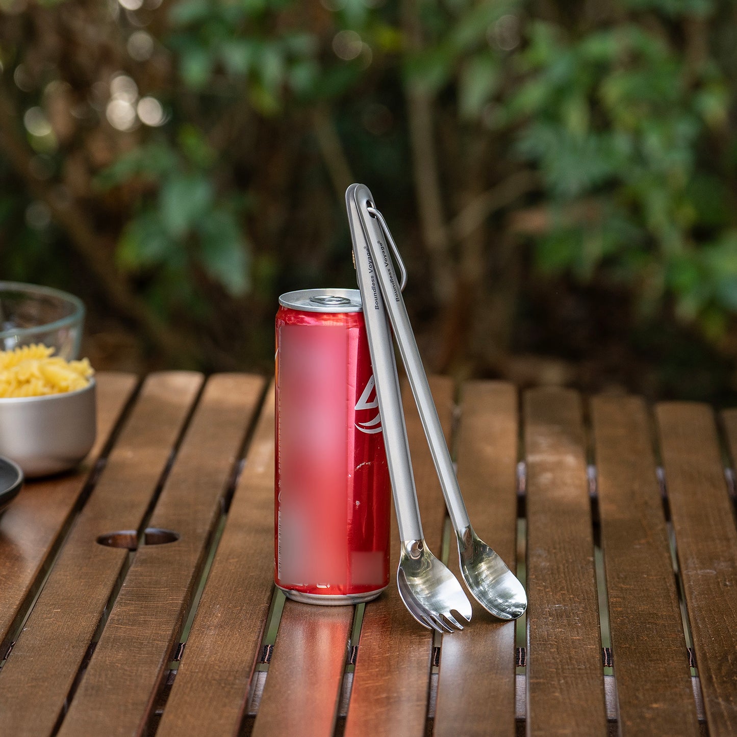 Boundless Voyage Titanium Long Handle Spork  Ultralight Spoon & Fork Cutlery Set with Storage Pouch for Camping Travel & Home Use