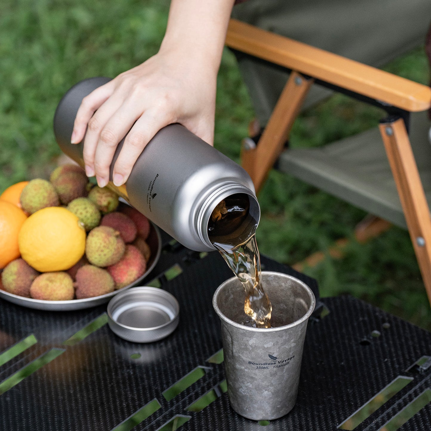 Boundless Voyage 1200ml Titanium Water Bottle with Dual Lids – Wide Mouth Leakproof Outdoor Bottle for Camping, Hiking, Gym & Travel