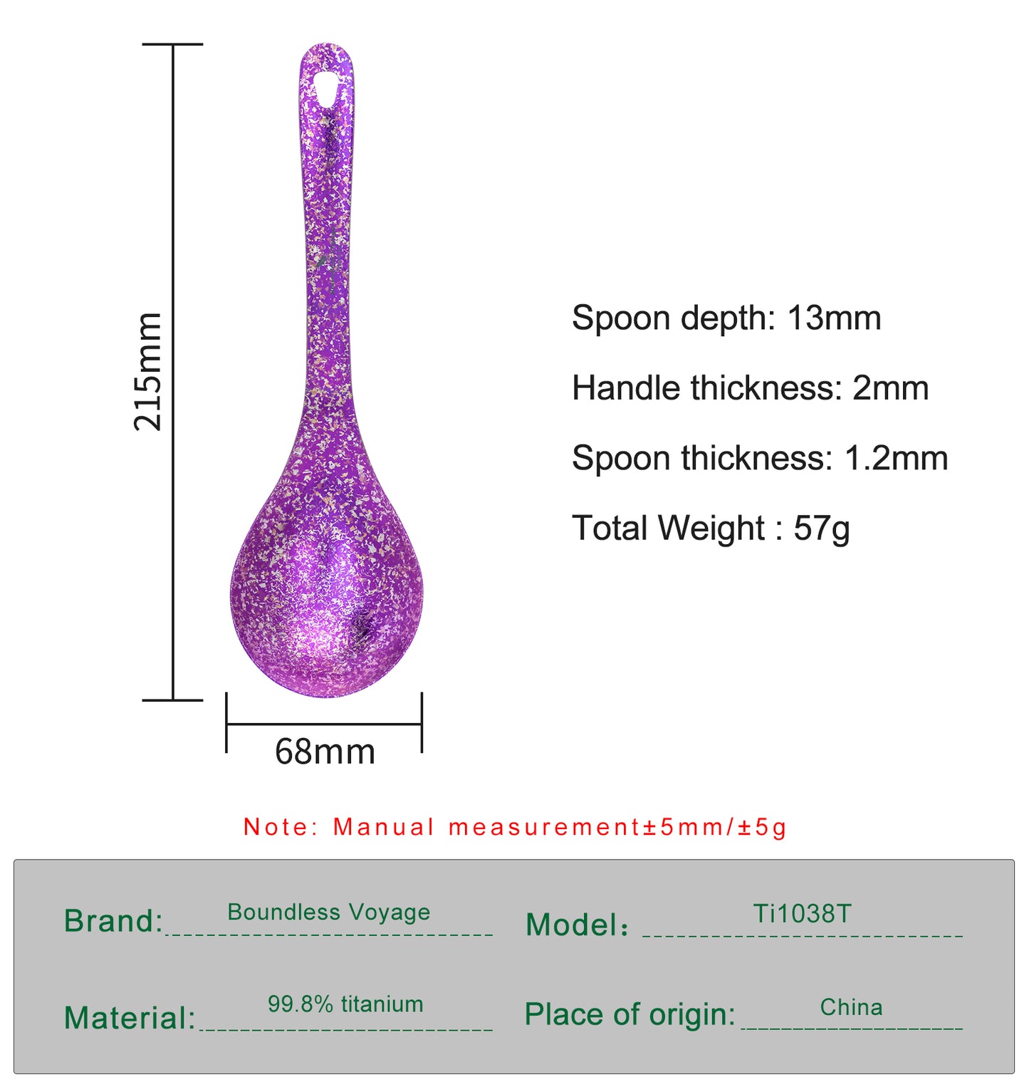 Boundless Voyage Titanium Serving Spoon 21.5cm – Large Ultralight Cooking Spoon for Camping, Outdoor Kitchen & Food Serving