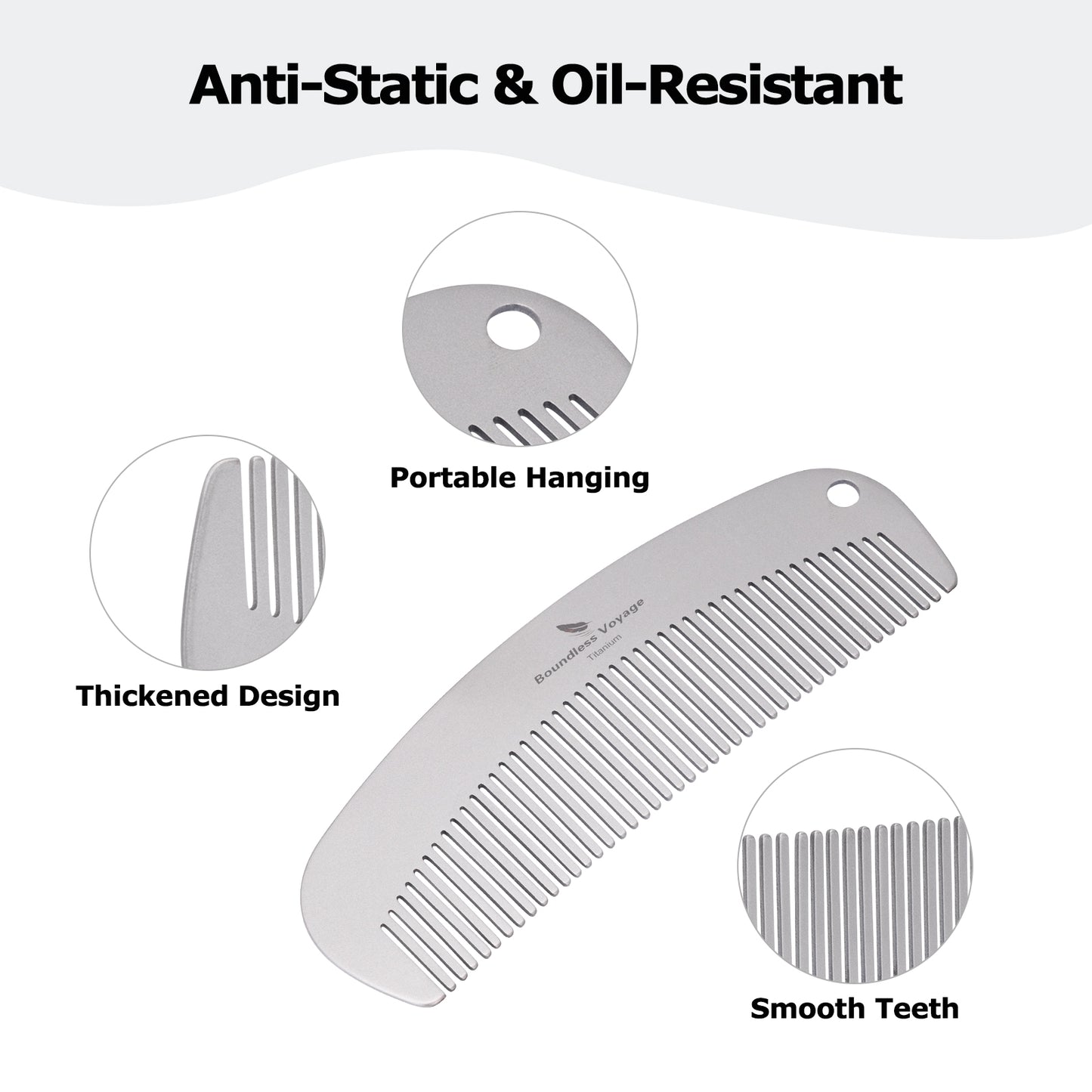 Boundless Voyage Titanium Crescent Hair & Beard Comb – Lightweight Unisex Grooming Tool for Home & Travel