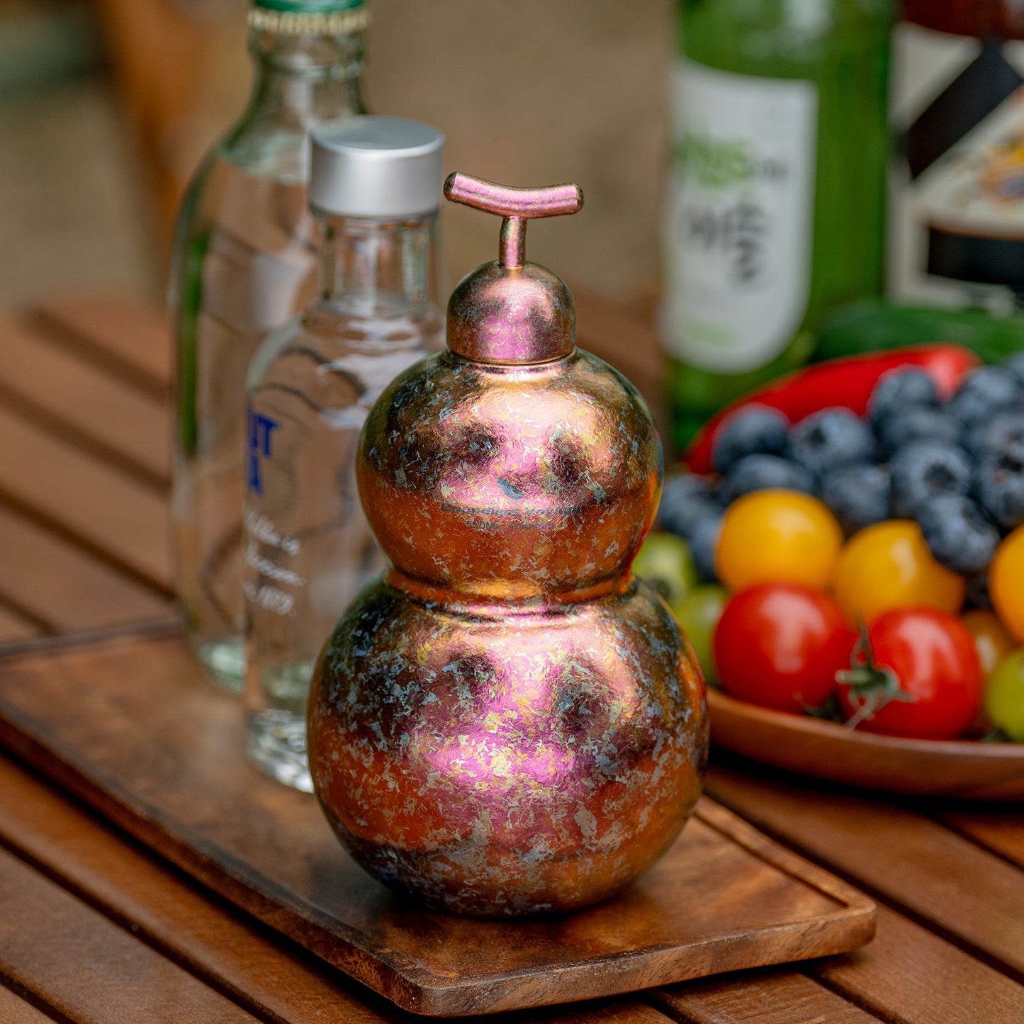 Boundless Voyage Premium Titanium Gourd Flask  | 500ml Crystallized Ice-Texture Canteen | Ultralight & Rustproof Alcohol Drinkware for Hiking & Camping