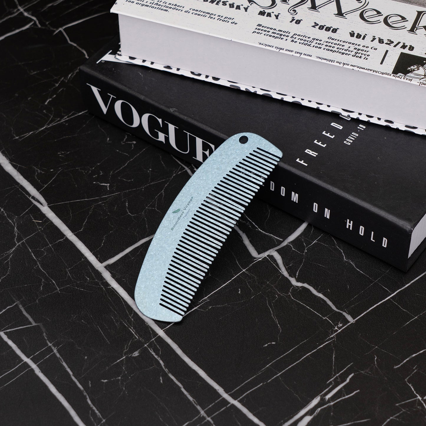 Boundless Voyage Titanium Crescent Hair & Beard Comb – Lightweight Unisex Grooming Tool for Home & Travel
