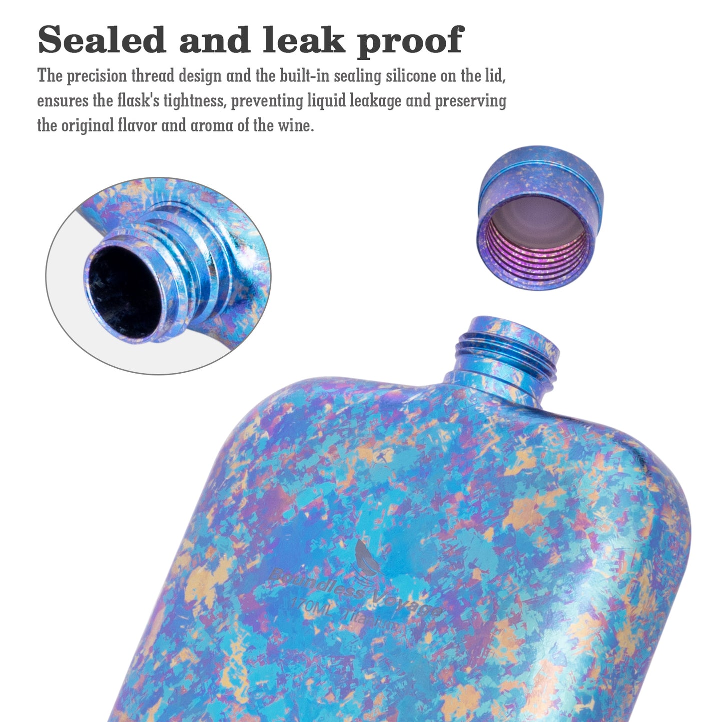 Boundless Voyage Ultralight Titanium Hip Flask | Pocket Size Whiskey & Liquor Bottle | Leakproof & Non-Toxic Metal Flask for Camping, Hiking, EDC & Premium Groomsmen Gifts