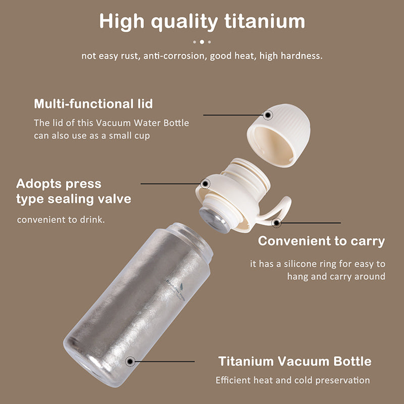 Boundless Voyage Titanium 300ml Vacuum Water Bottle Double-Walled Lightweight Coffee Bottle Leak-Proof Sport Bottle for Travel Outdoor Office