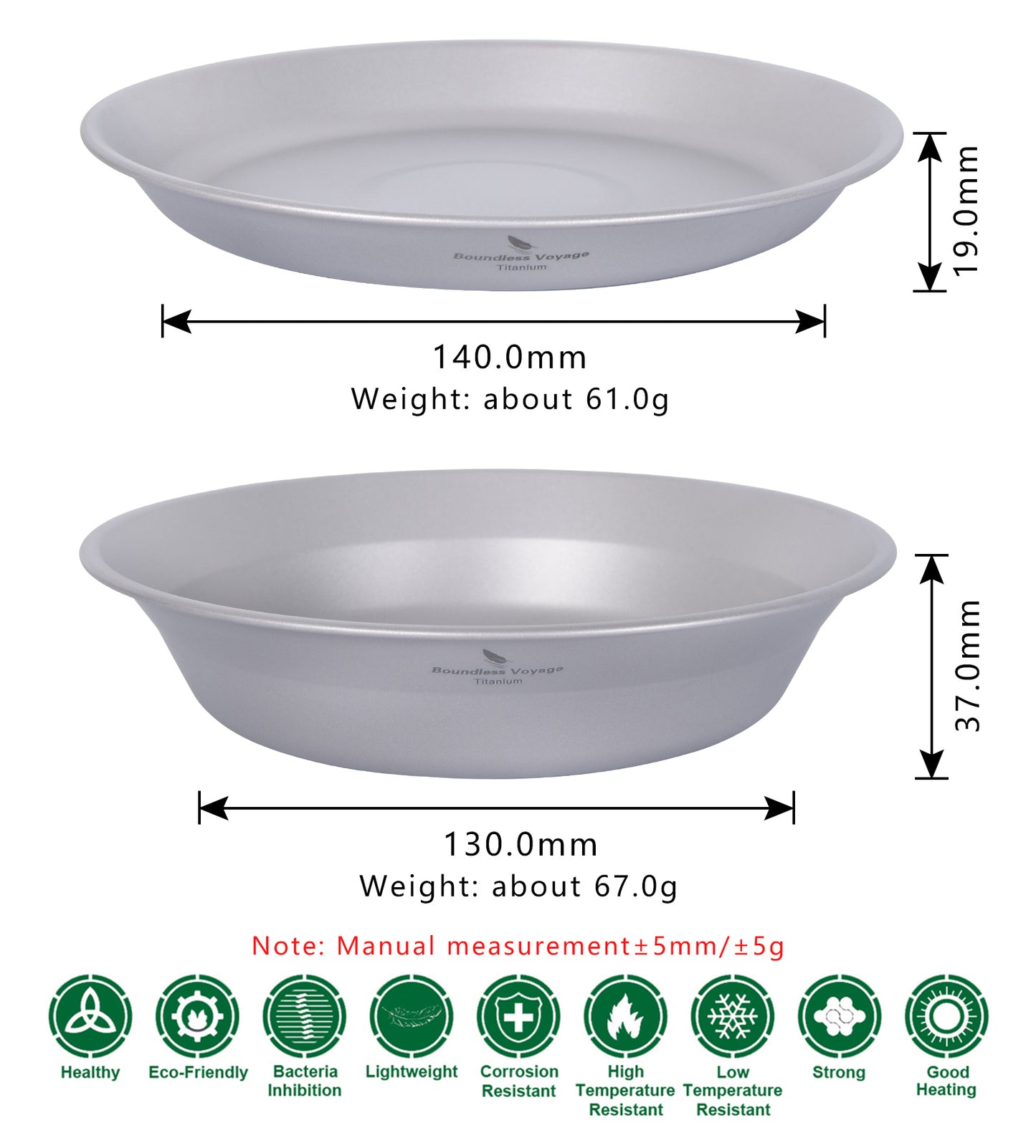 Boundless Voyage Titanium Pan Bowl Set with Carry Bag – Ultralight Camping Dish & Bowl Tableware for Backpacking, Hiking & Travel