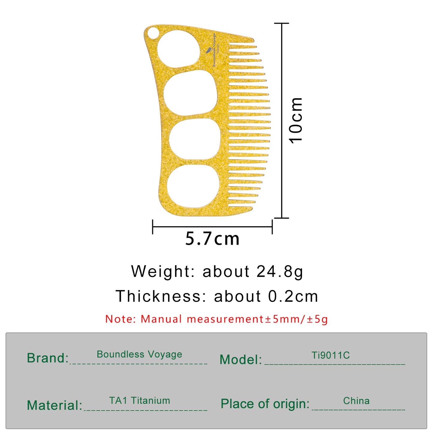 Boundless Voyage Titanium Crescent Hair & Beard Comb – Lightweight Unisex Grooming Tool for Home & Travel