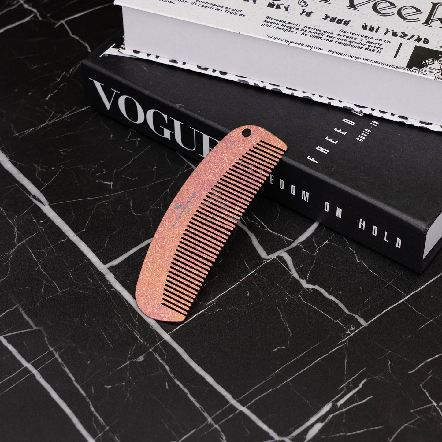 Boundless Voyage Titanium Crescent Hair & Beard Comb – Lightweight Unisex Grooming Tool for Home & Travel