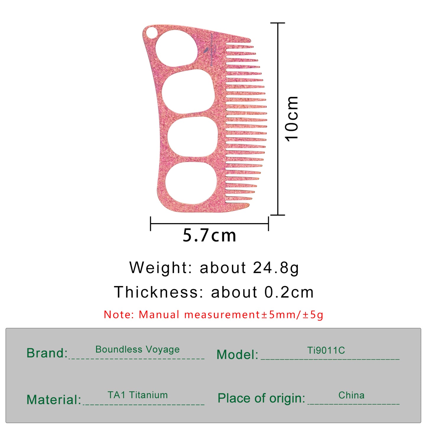 Boundless Voyage Titanium Crescent Comb – Hair & Beard Pocket Comb for Travel, EDC & Everyday Grooming