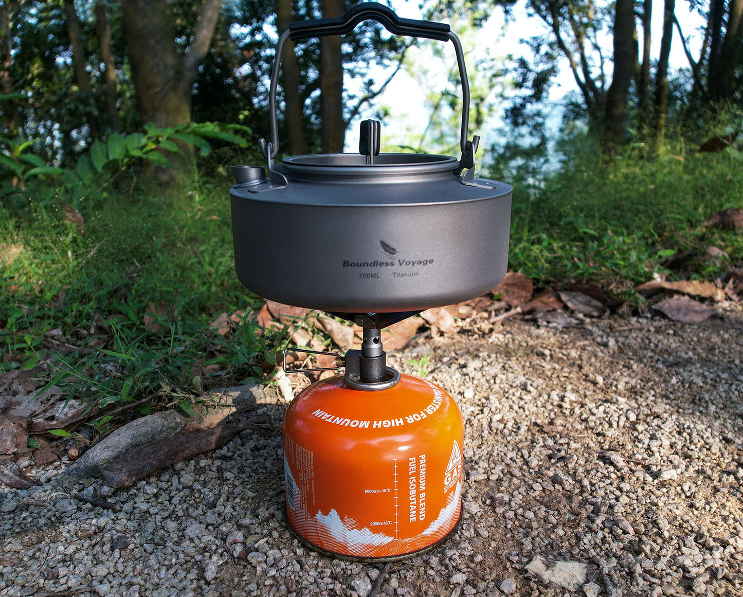Boundless Voyage 700ml Titanium Camping Kettle – Ultralight Teapot with Folding Handle for Outdoor Cooking & Boiling Water