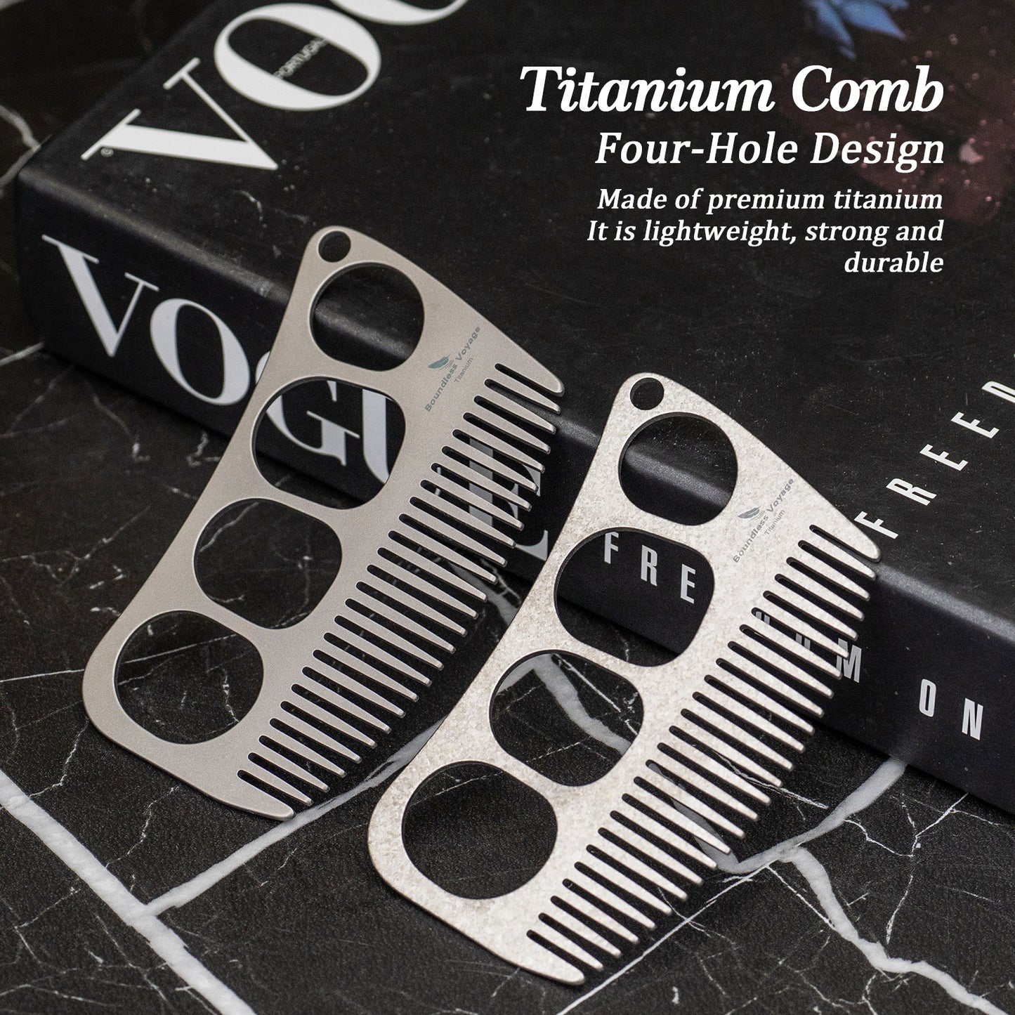 Boundless Voyage Titanium Crescent Comb – Hair & Beard Pocket Comb for Travel, EDC & Everyday Grooming