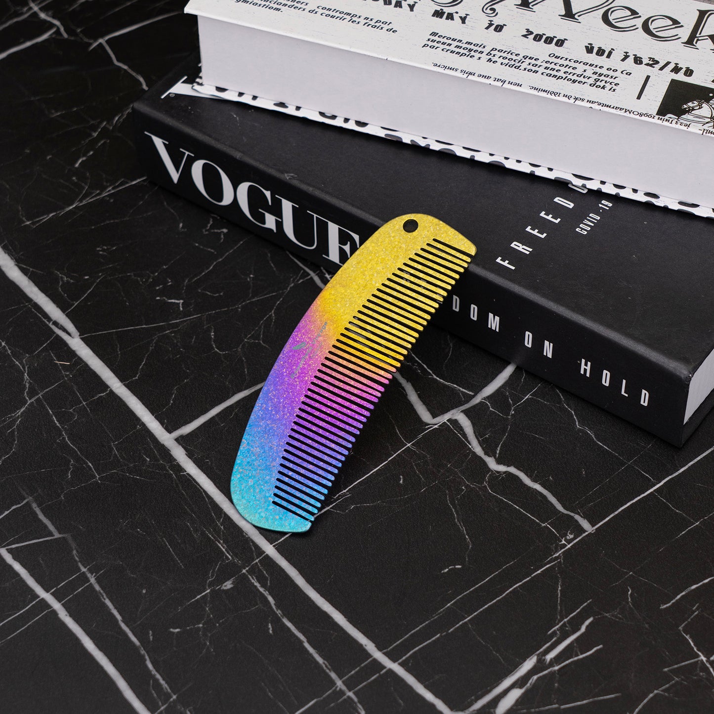 Boundless Voyage Titanium Crescent Comb – Hair & Beard Grooming Comb for Travel, EDC & Everyday Use