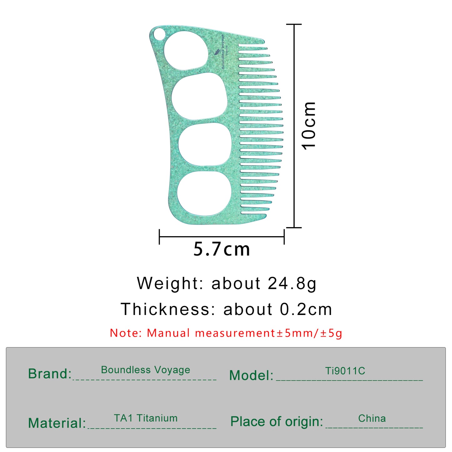 Boundless Voyage Titanium Crescent Comb – Hair & Beard Pocket Comb for Travel, EDC & Everyday Grooming