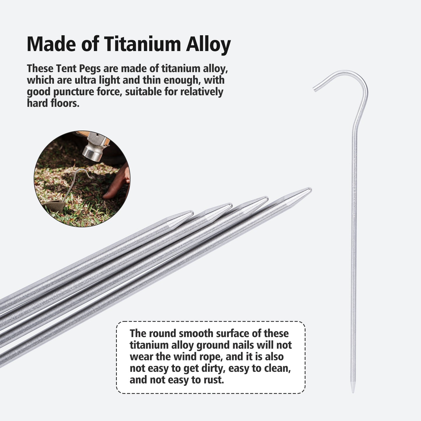 Boundless Voyage Titanium Tent Stakes 8pcs – Ultralight Camping Pegs for Backpacking, Hiking & Outdoor Use