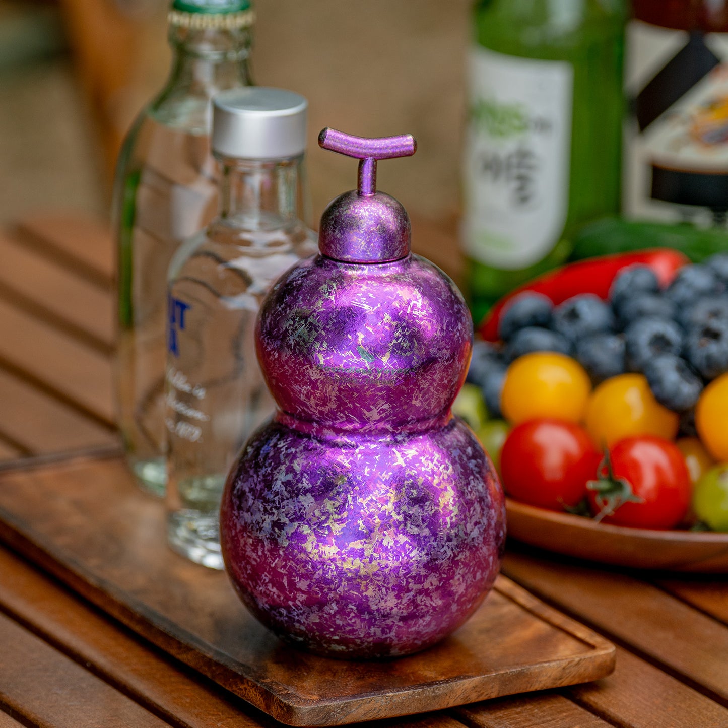 Boundless Voyage Premium Titanium Gourd Flask  | 500ml Crystallized Ice-Texture Canteen | Ultralight & Rustproof Alcohol Drinkware for Hiking & Camping