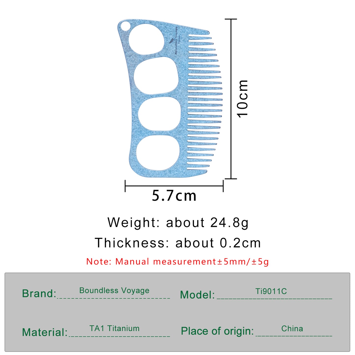 Boundless Voyage Titanium Crescent Hair & Beard Comb – Lightweight Unisex Grooming Tool for Home & Travel