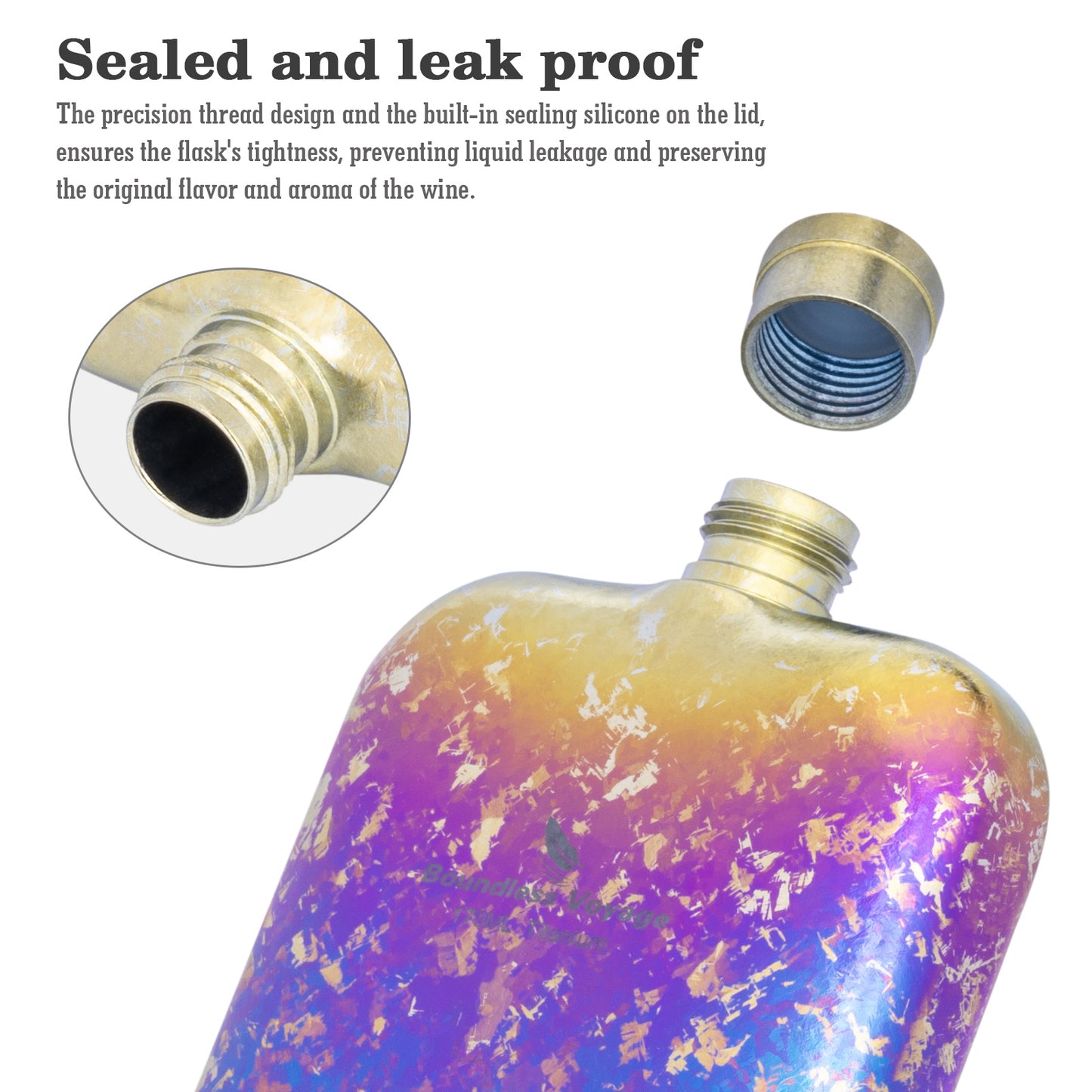 Boundless Voyage Ultralight Titanium Hip Flask | Pocket Size Whiskey & Liquor Bottle | Leakproof & Non-Toxic Metal Flask for Camping, Hiking, EDC & Premium Groomsmen Gifts