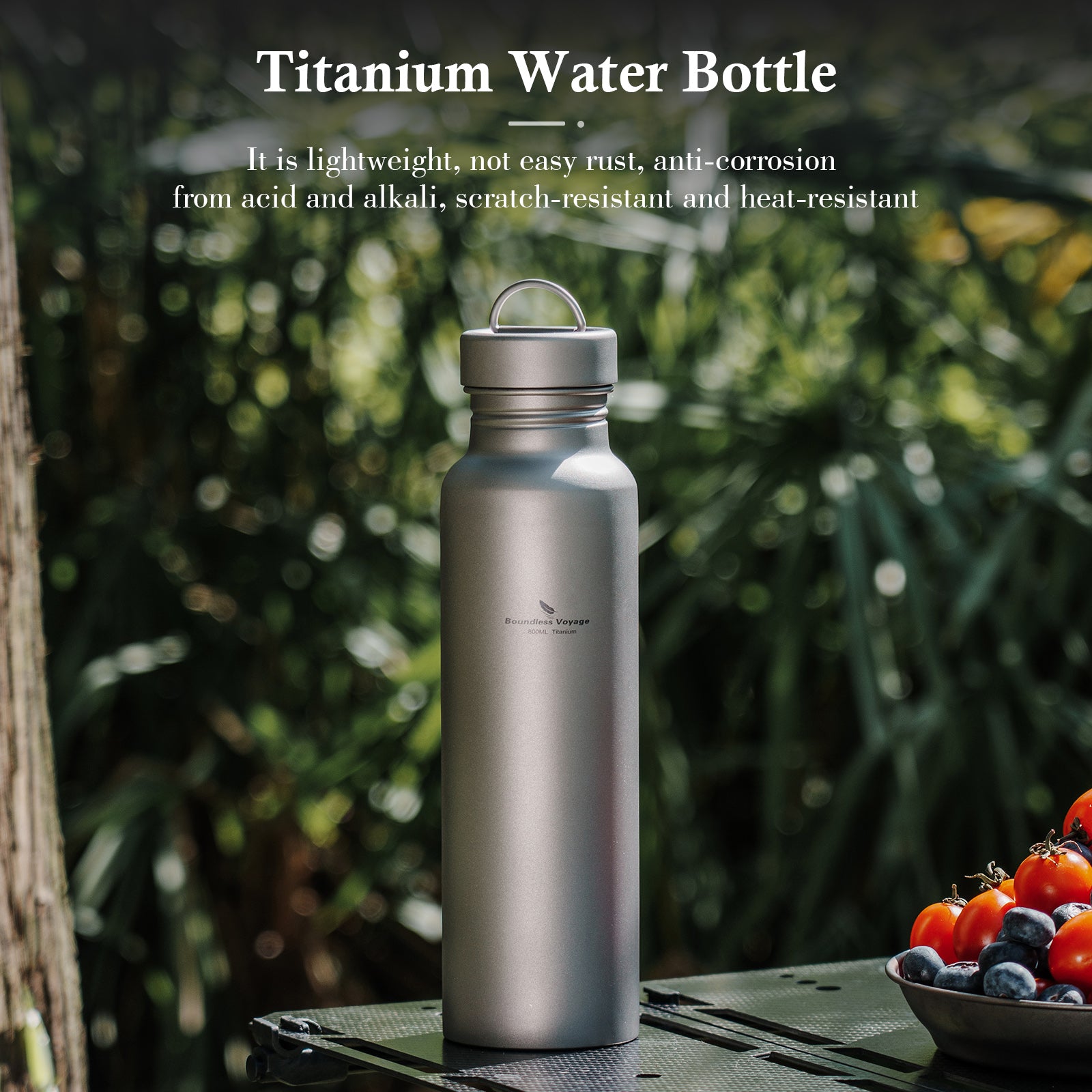 Boundless Voyage 800ml Pure Titanium Water Bottle with Titanium