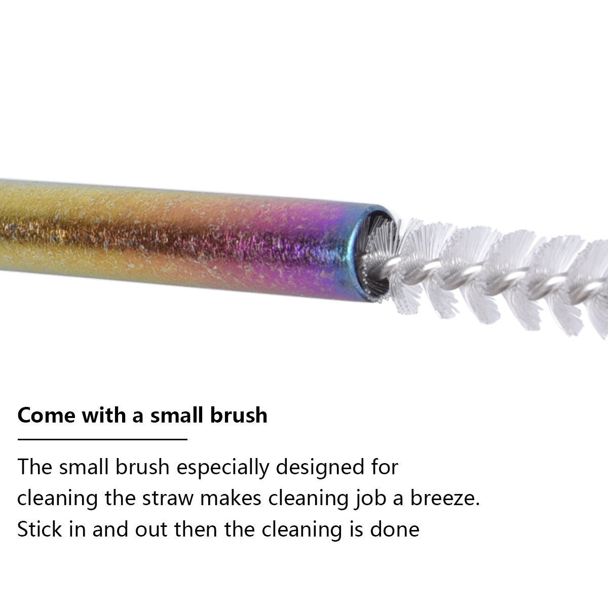 Boundless Voyage Titanium Curved Straw Cleaning Multi-color Reusable Straw with Cleaning Brush for Juice Water Coffee