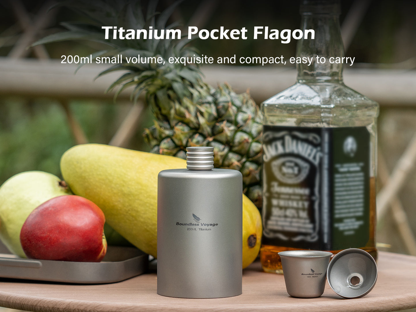 Boundless Voyage 200ml Titanium Pocket Flagon – Ultralight Portable Hip Flask for Camping, Hiking, Travel & Outdoor Adventures