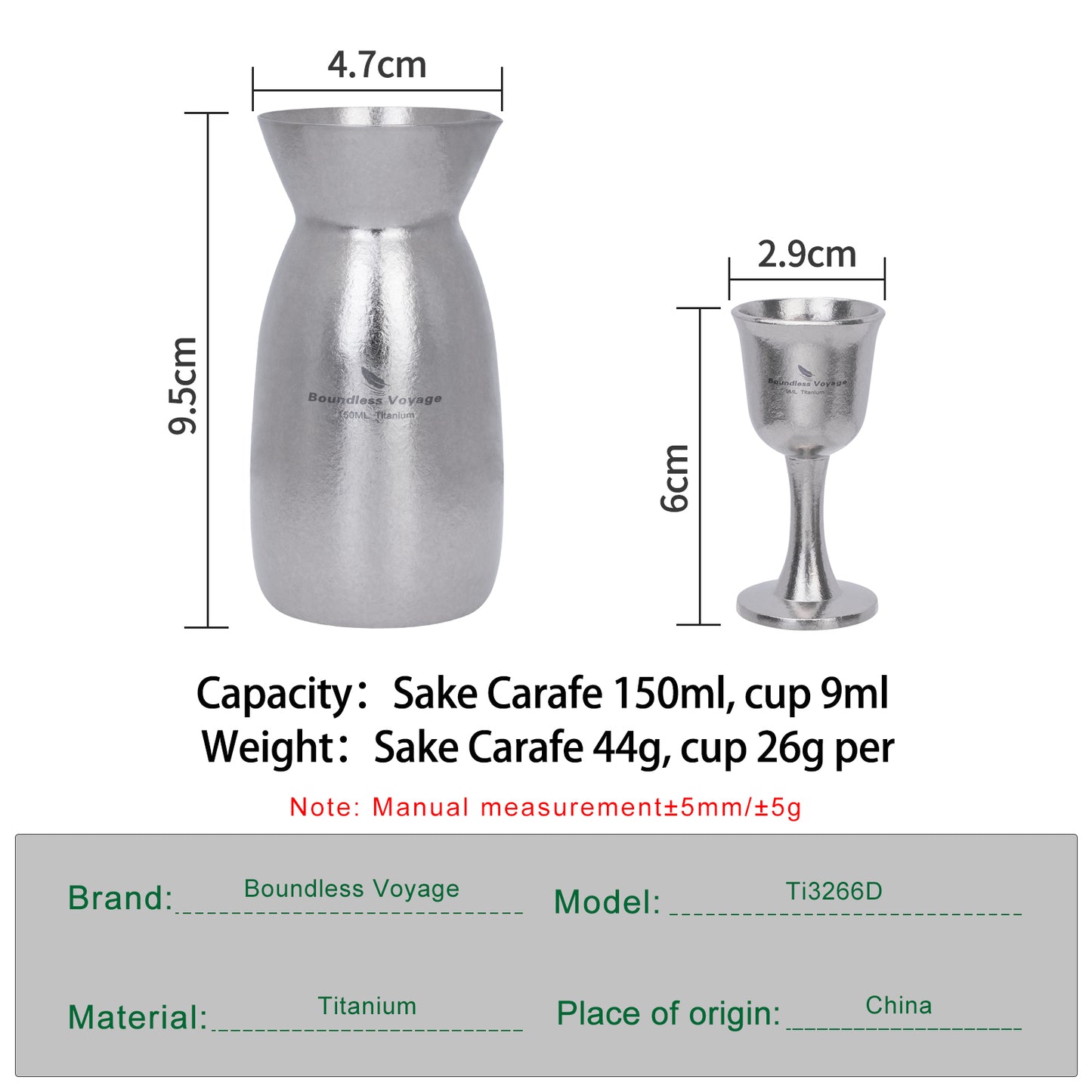 Custom Engraved Titanium Sake Set – Premium 3-Piece Japanese Wine Gift Set with Tokkuri Carafe & Ochoko Cups