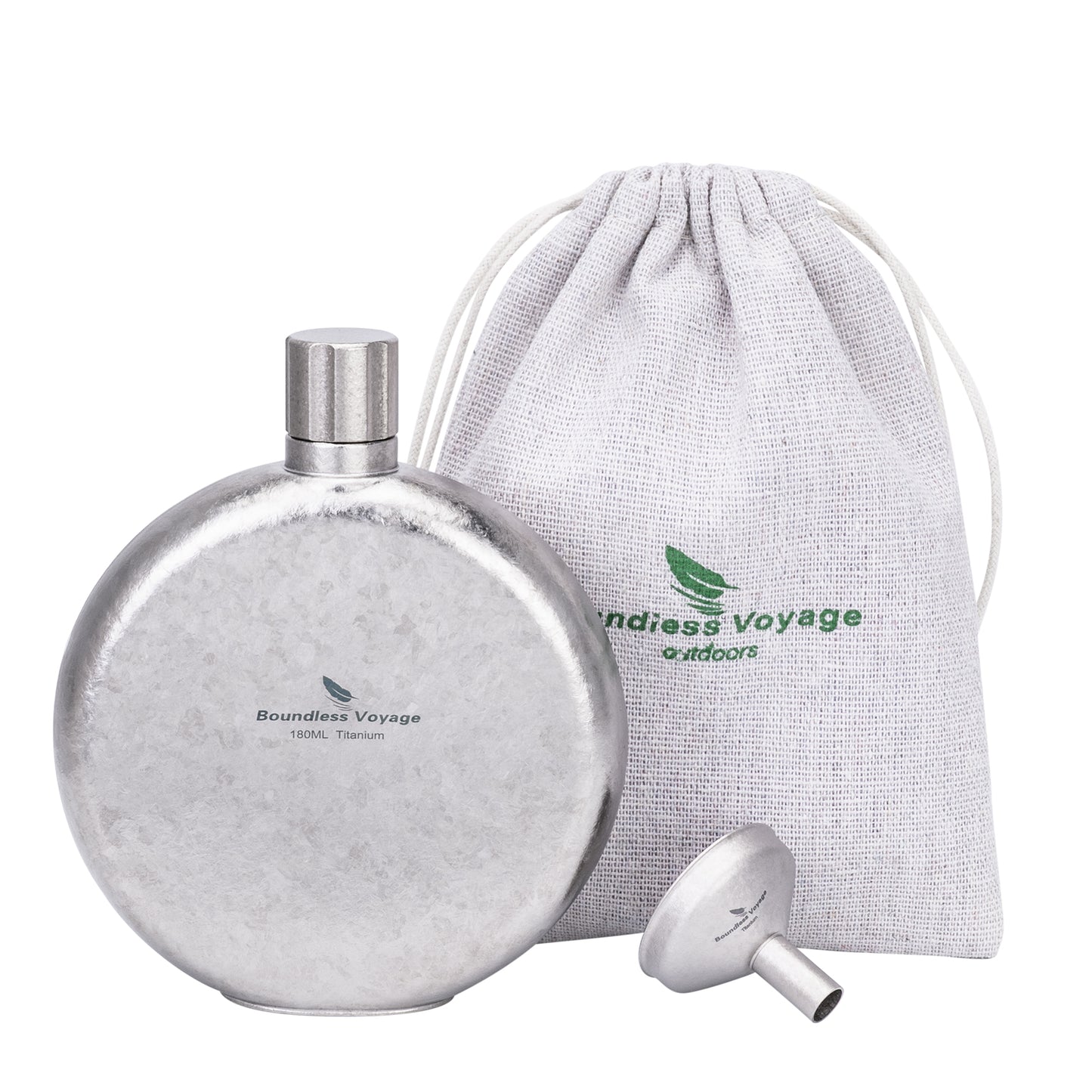 Boundless Voyage 180ml Crystallized Titanium Hip Flask | Luxury Ice-Texture Round Whiskey Bottle with Funnel | Ultralight & Non-Toxic Liquor Flagon for Gifting, EDC & Travel