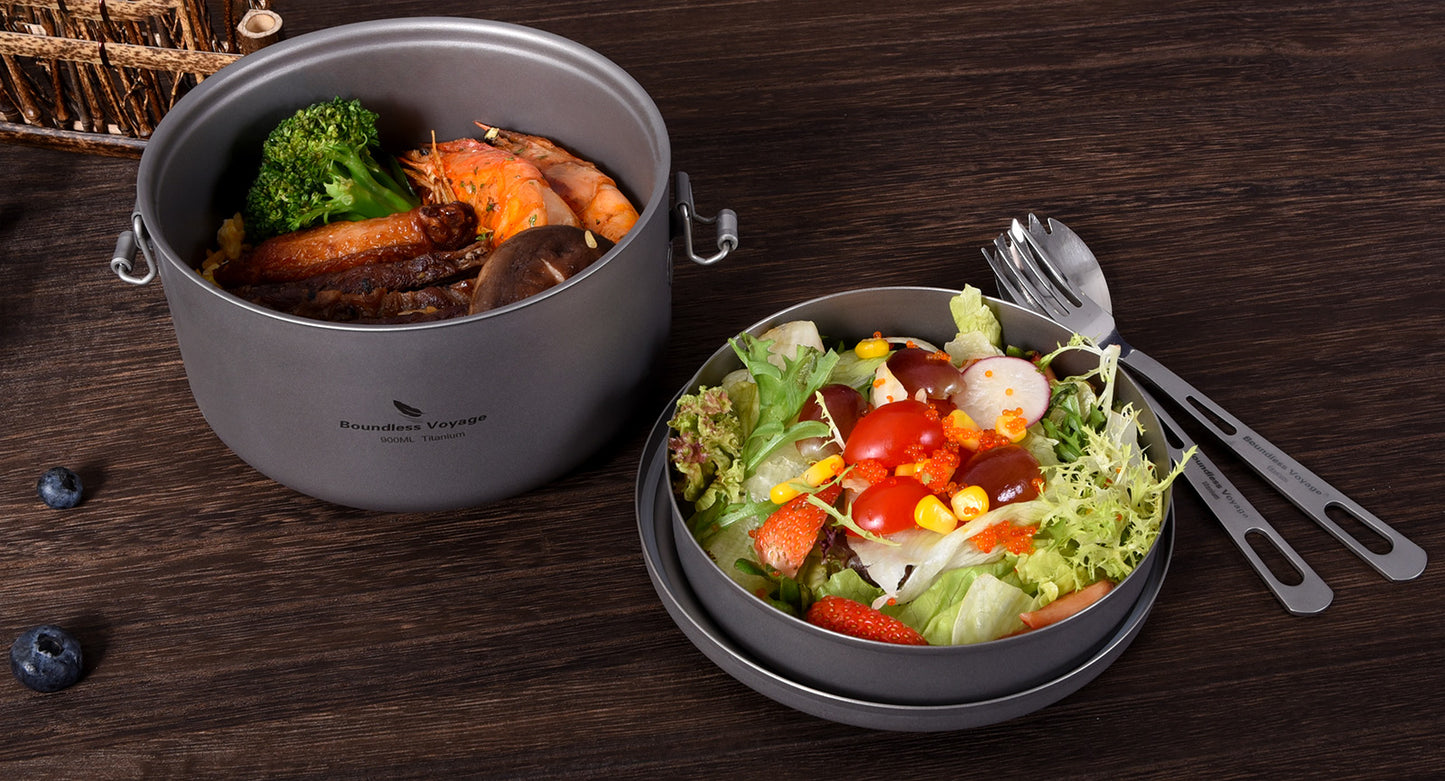 Boundless Voyage Titanium Lunch Box with Lid – Multi-Layer Bento Box for Salad, Soup & Daily Meals | Uncoated, Lightweight & Durable