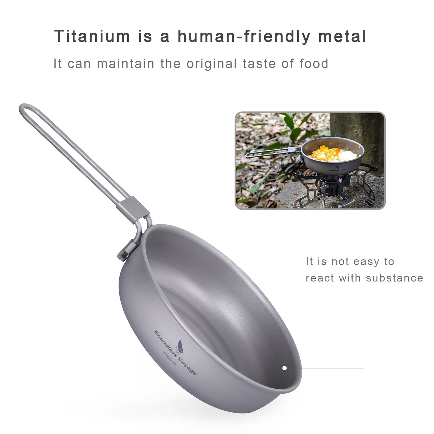 Boundless Voyage Titanium Frying Pan 5 inch Lightweight Nonstick Outdoor Camping Cookware