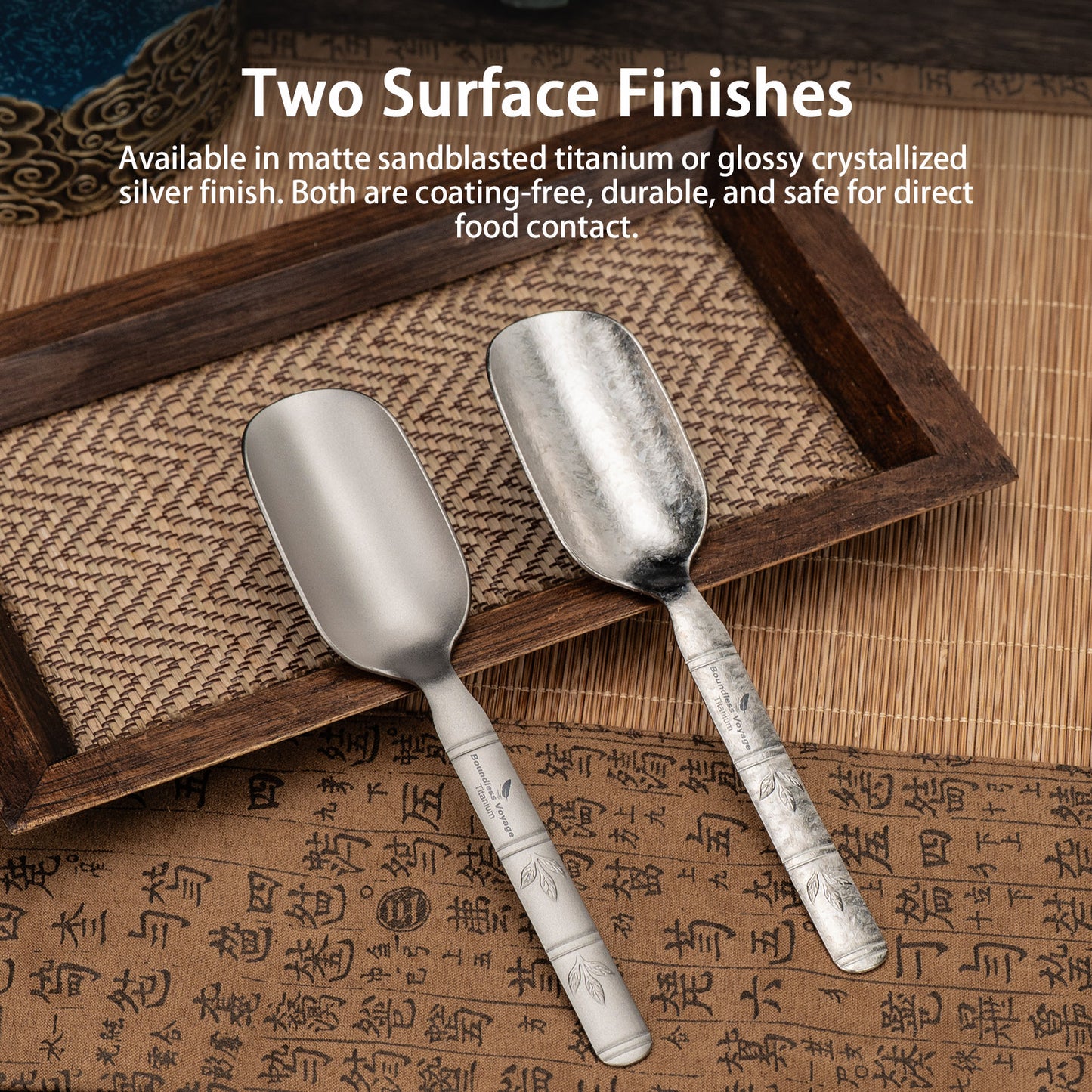 Boundless Voyage TA1 Titanium Spoon 2PCS– Ultralight Portable Camping Spoon for Hiking, Backpacking, Travel & Everyday Use