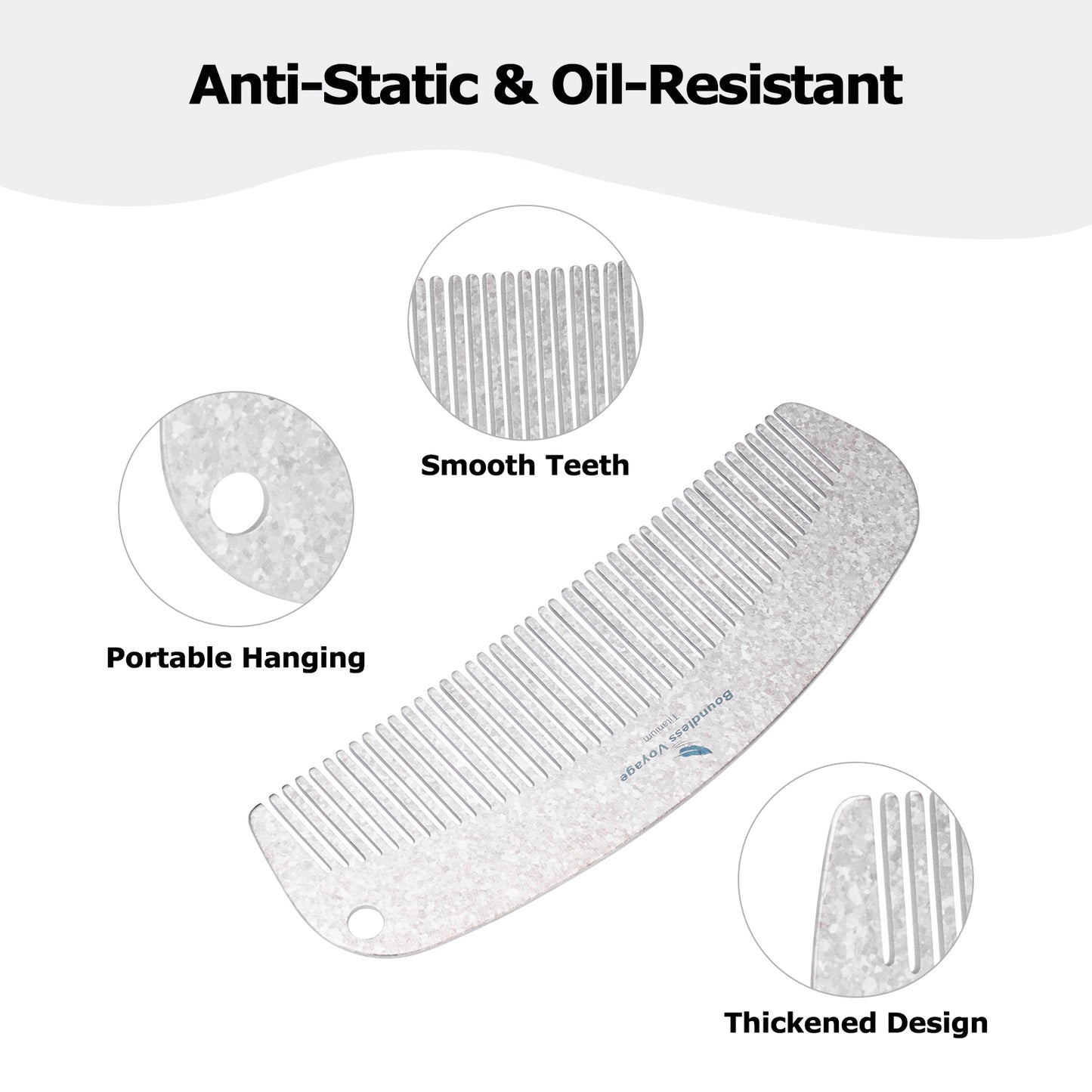 Boundless Voyage Titanium Crescent Hair & Beard Comb – Lightweight Unisex Grooming Tool for Home & Travel