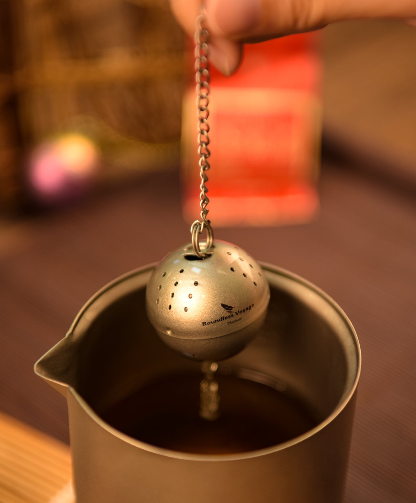 Boundless Voyage 10g Ultralight Titanium Tea Ball Infuser | Extra Fine Mesh Tea Steeper with Extended Chain | Rust-Proof Portable Filter for Loose Leaf Tea