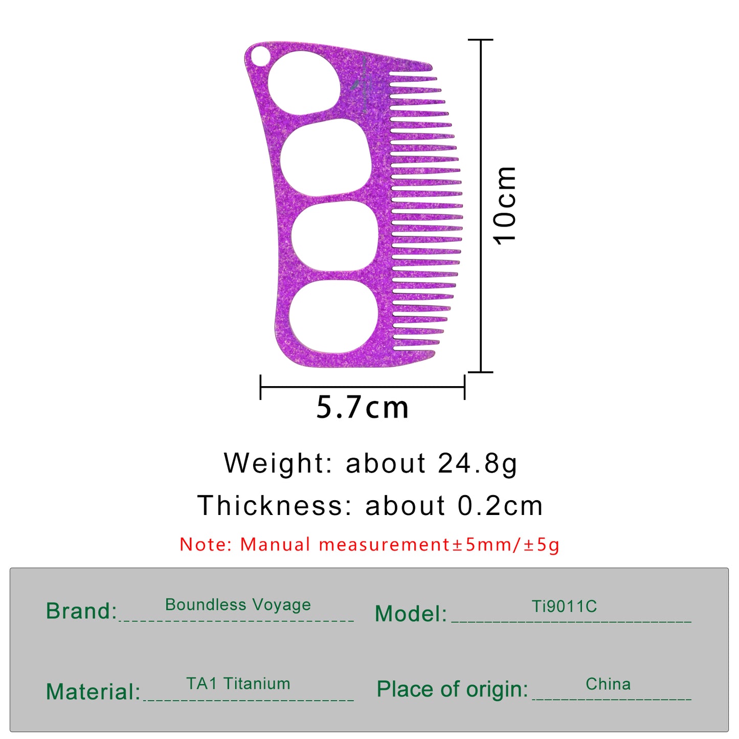 Boundless Voyage Titanium Crescent Comb – Hair & Beard Pocket Comb for Travel, EDC & Everyday Grooming