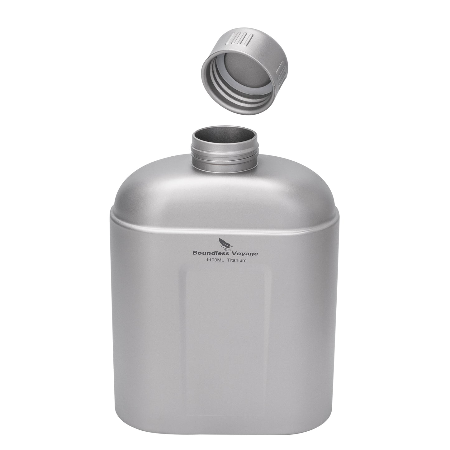 Boundless Voyage 1100ml TA1 Titanium Water Bottle – Single Wall Open-Fire Canteen with Leakproof Lid & Carry Sleeve for Camping & Outdoor Survival