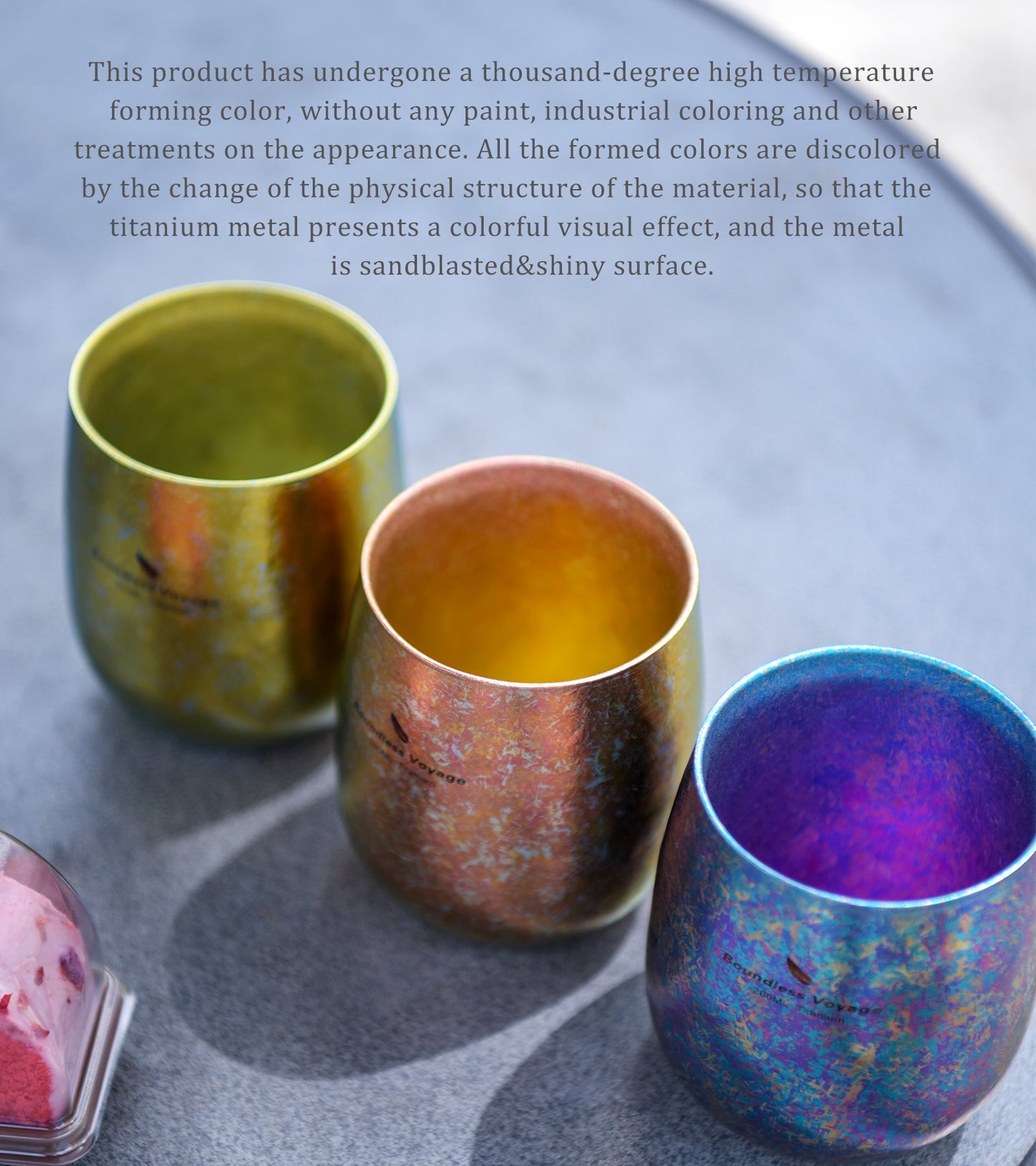 Boundless Voyage 260ml Double-Wall Titanium Cup – Colorful Insulated Mug with Ice Texture, Ultralight TA1 Titanium Coffee Tea Cup for Camping, Beer & Travel