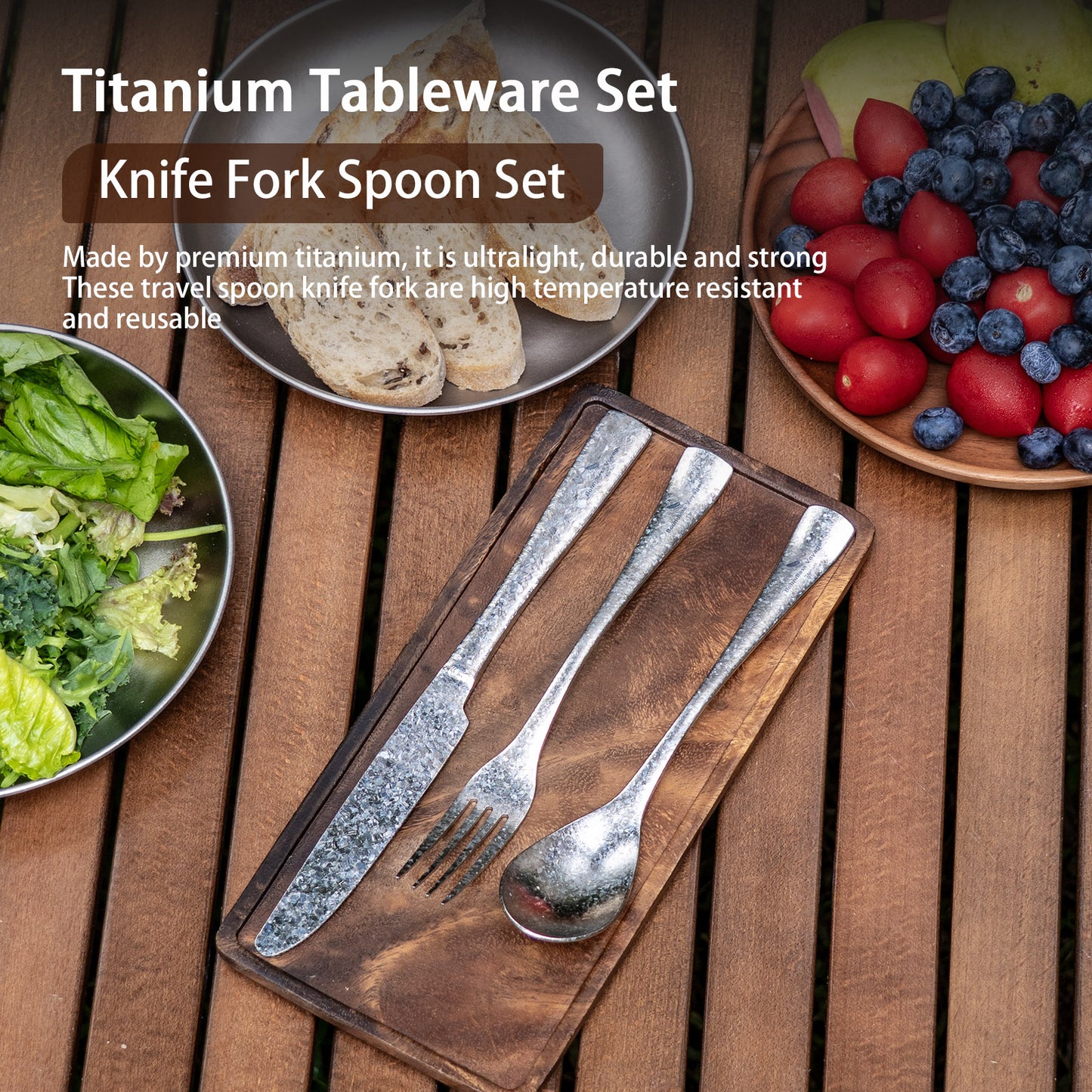 Boundless Voyage Titanium Flatware Set – Portable Outdoor Knife Fork Spoon Kit for Camping, Backpacking & Everyday Use