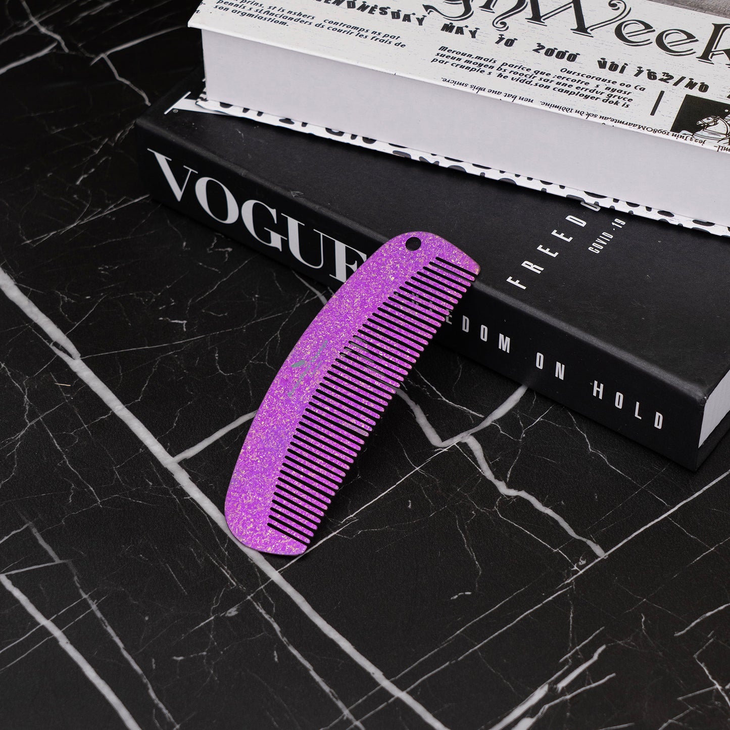 Boundless Voyage Titanium Crescent Comb – Hair & Beard Grooming Comb for Travel, EDC & Everyday Use