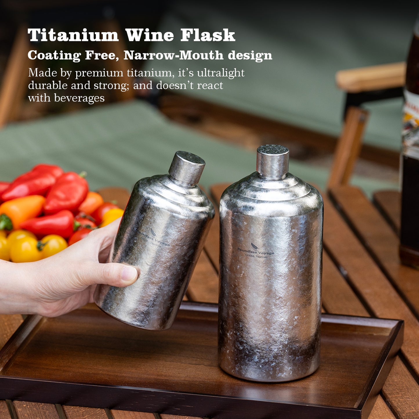 Boundless Voyage 500ml Pure Titanium Hip Flask | Ultralight Leakproof Whiskey & Spirit Bottle | Coating-Free Healthy Liquor Flask for Camping, Hiking & Travel