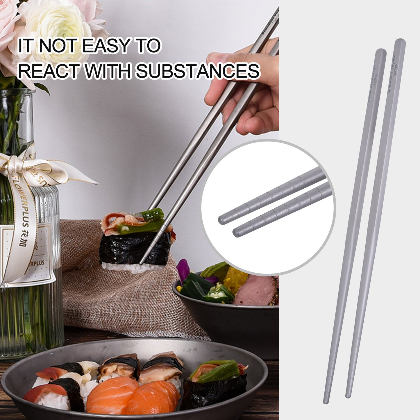 Boundless Voyage 23cm Titanium Square Chopsticks – Ultralight Reusable Cutlery for Home, Camping, Travel & Outdoor Dining