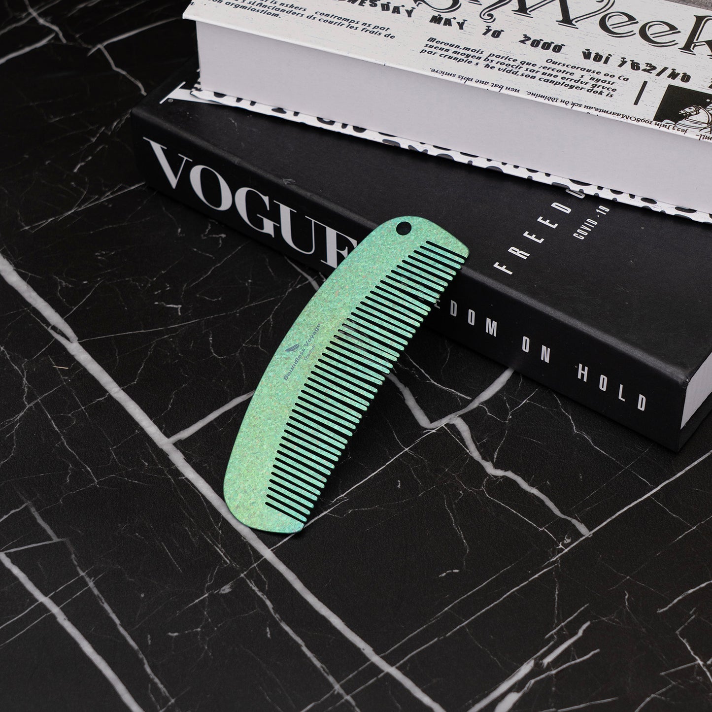 Boundless Voyage Titanium Crescent Hair & Beard Comb – Lightweight Unisex Grooming Tool for Home & Travel