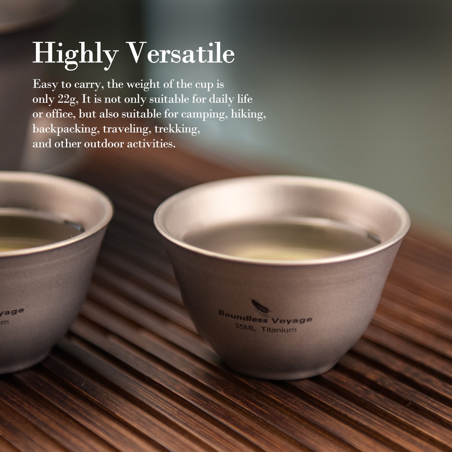 Boundless Voyage 35ml Titanium Double-Walled Tea Cup | 18g Ultralight Mini Tasting Mug | Anti-Scald Insulated Kung Fu Teacup for Camping
