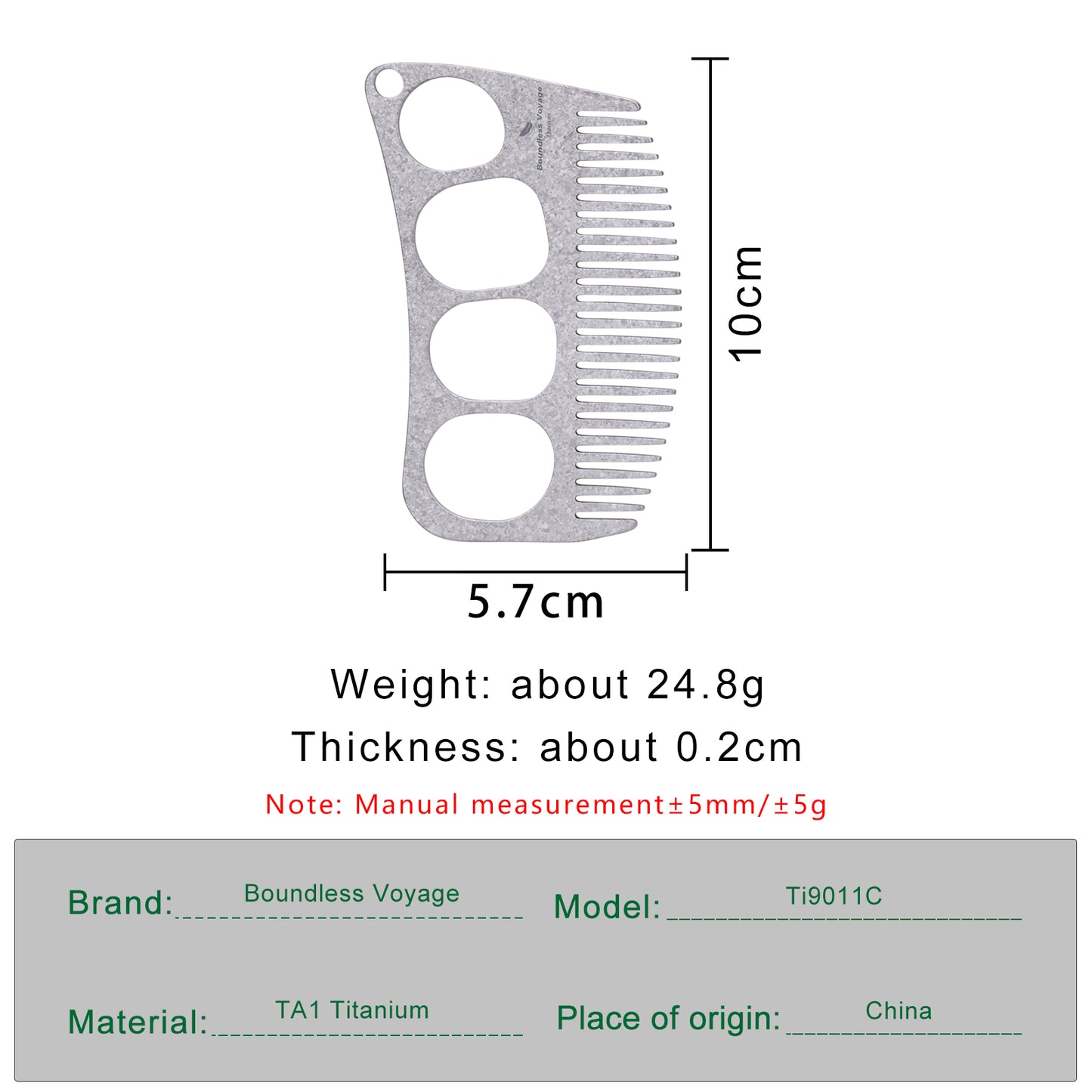 Boundless Voyage Titanium Crescent Comb – Hair & Beard Pocket Comb for Travel, EDC & Everyday Grooming