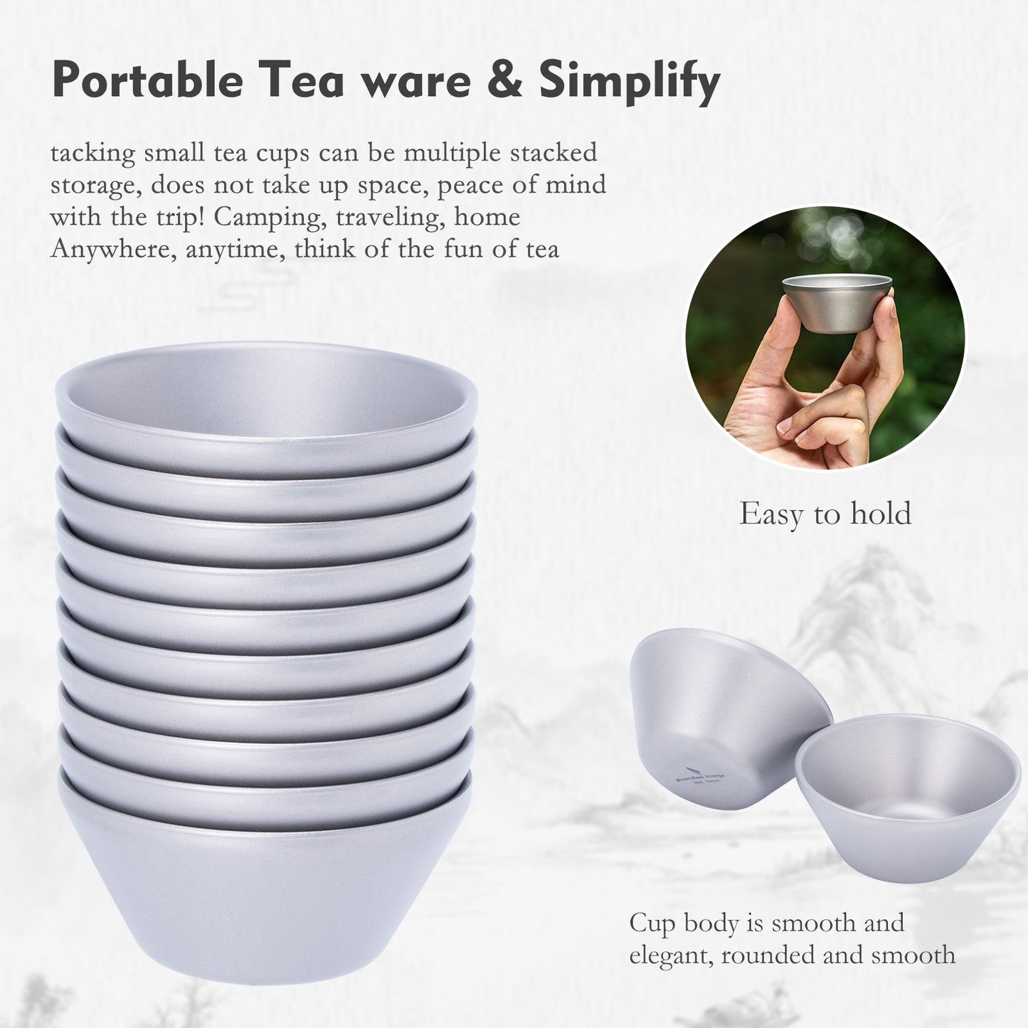 Boundless Voyage Titanium Double-Layer Mini Tea Cup Set – Portable Anti-Scald Camping Mug for Coffee, Liquor, Picnic & Hiking