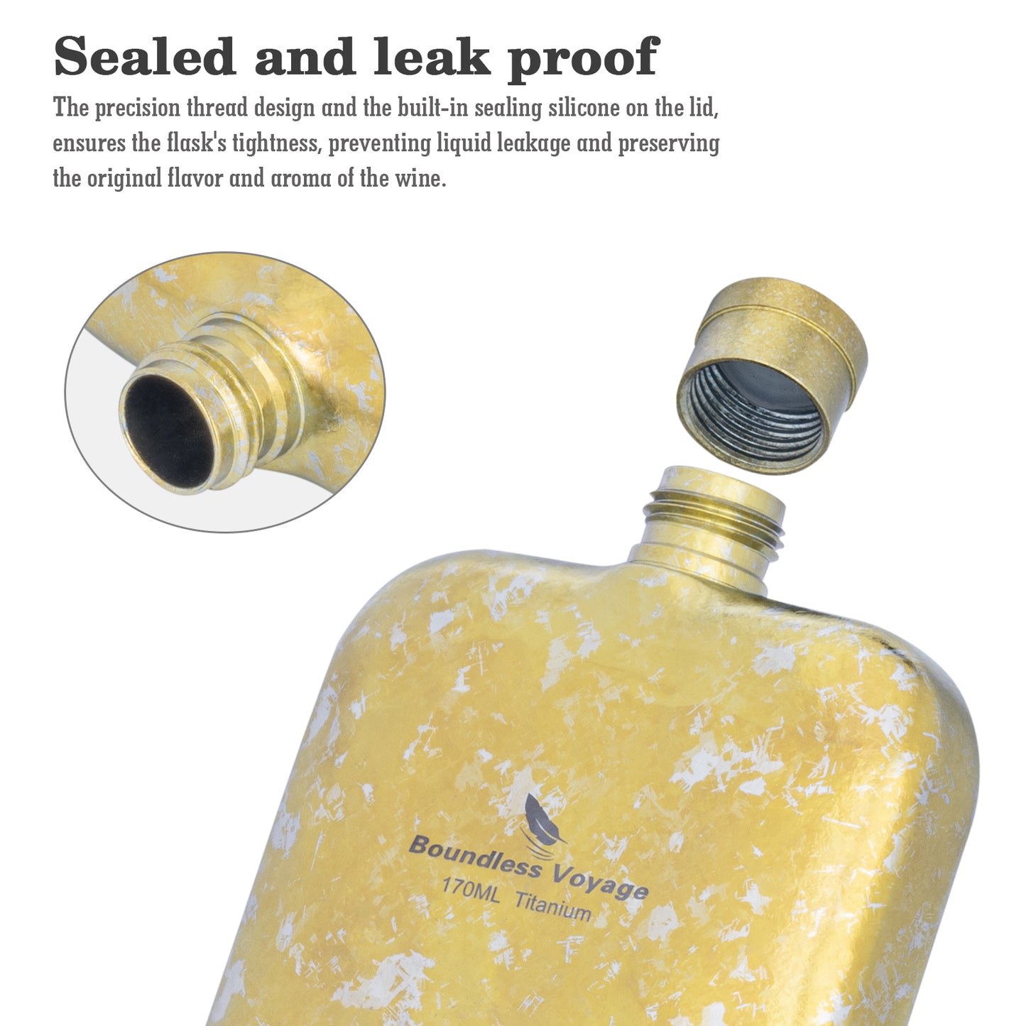 Boundless Voyage Ultralight Titanium Hip Flask | Pocket Size Whiskey & Liquor Bottle | Leakproof & Non-Toxic Metal Flask for Camping, Hiking, EDC & Premium Groomsmen Gifts