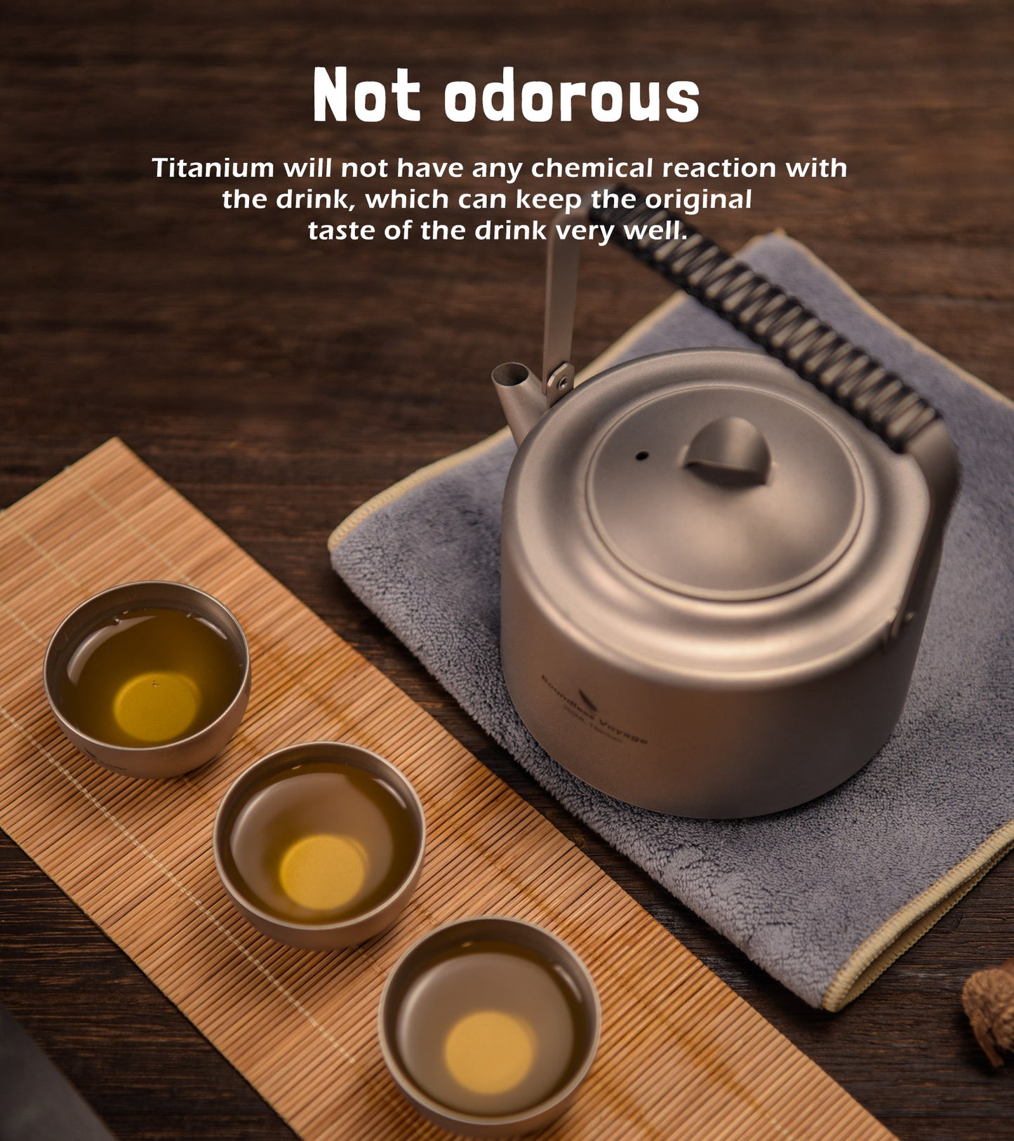 Boundless Voyage 450ml Titanium Teapot Set with 25ml Cup | 122g Ultralight Mini Kettle with Filter & Lifting Handle | Portable Tea Maker for Camping